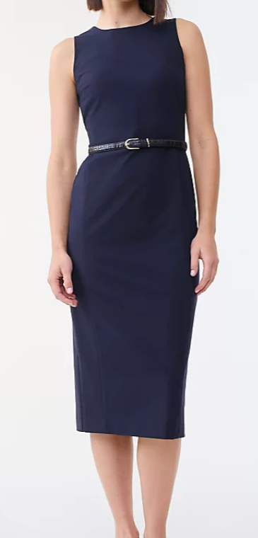 Ann Taylor The Belted Crew Neck Sheath Dress in Stretch, $189