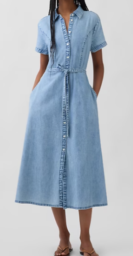 Gap Denim Tie-Waist Midi Shirtdress, $118